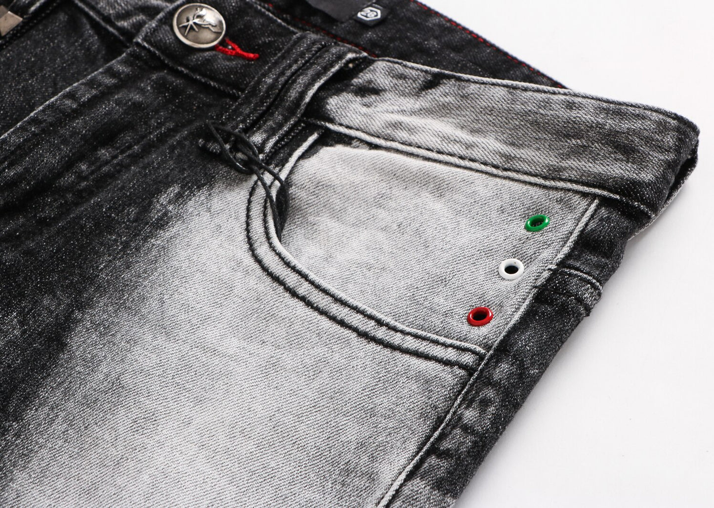 PLEINXPLEIN Original Mens Denim Pants Street Rock Vintage Hip Hop Punk Denim Pencil Pants Men's Casual Slim Fit PP Printed Jeans