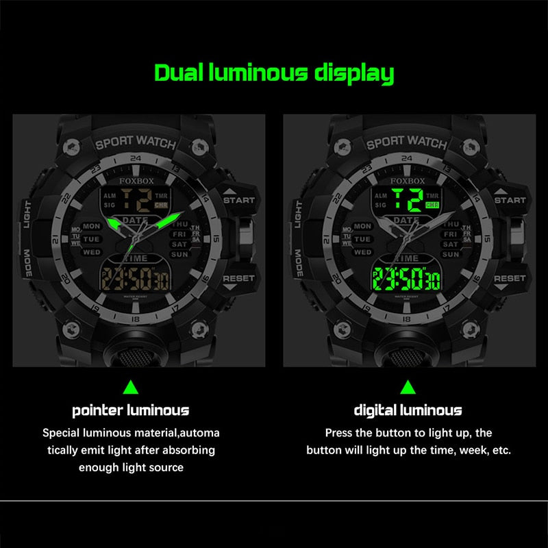 Men Military Watches 50M Waterproof Dual Display Quartz Watch Chronograph Sports Watches For Men