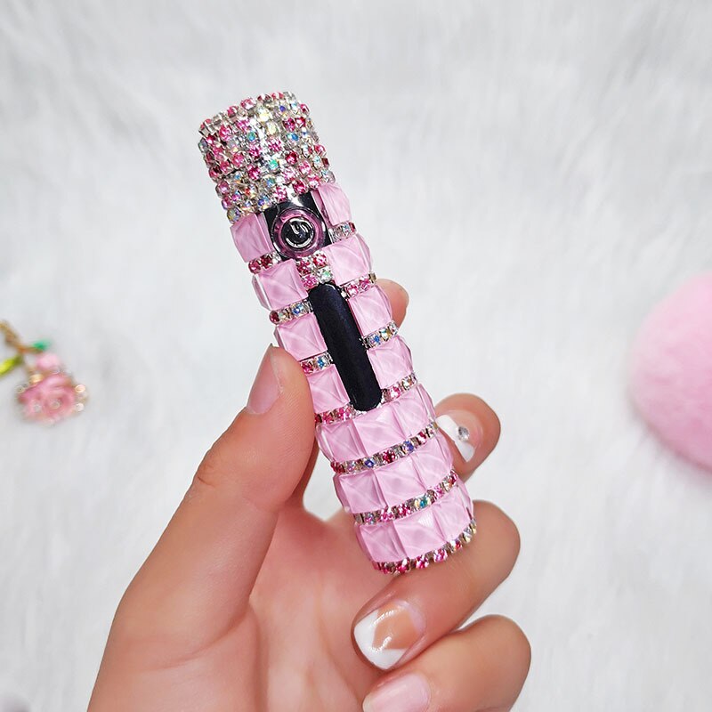 New Diamond Double Arc Lighter Personalized Creative Cylindrical Windproof Charging Lighter Cigarette Accessories Ladies Gifts