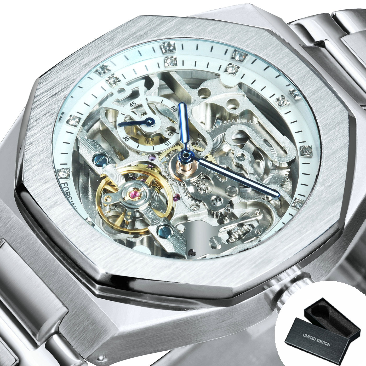 Tourbillon Mechanical Watch for Men Automatic Steel Strap Skeleton Mens Watches Top Brand Luxury 2021 Reloj Hombre