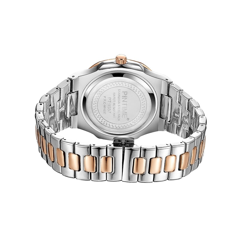 Men's Watches Stainless Steel Strap Fashion Quartz Wristwatch Waterproof 30M Shiny Zircon Case Business Male Clock Reloj