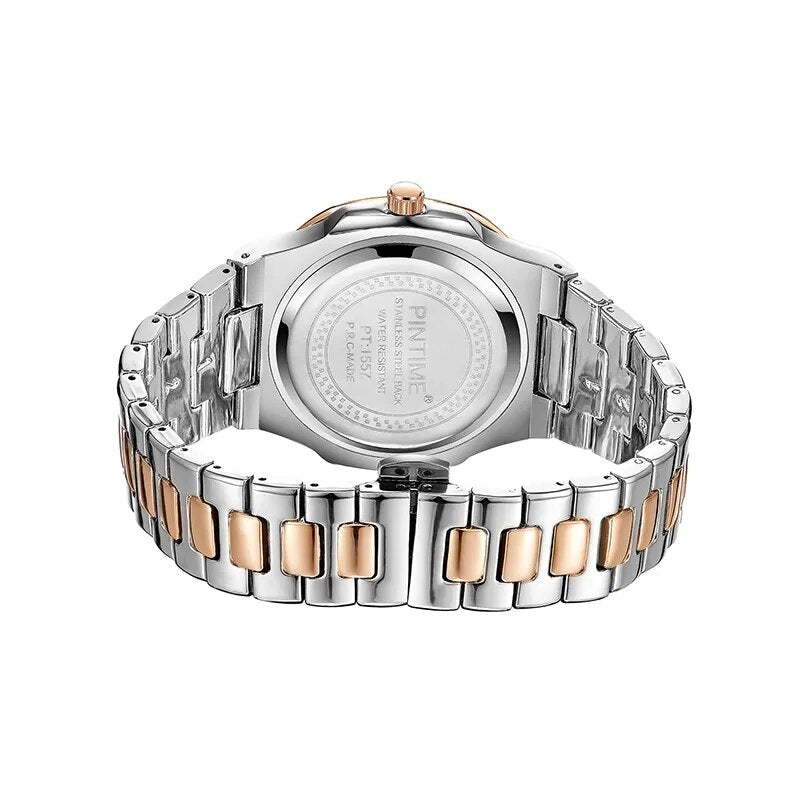 Men's Watches Stainless Steel Strap Fashion Quartz Wristwatch Waterproof 30M Shiny Zircon Case Business Male Clock