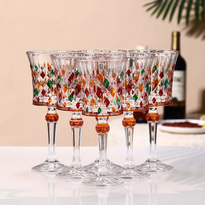 Hand painted rotary decanter creative golden top tumbler wine decanter household crystal glass wine glass