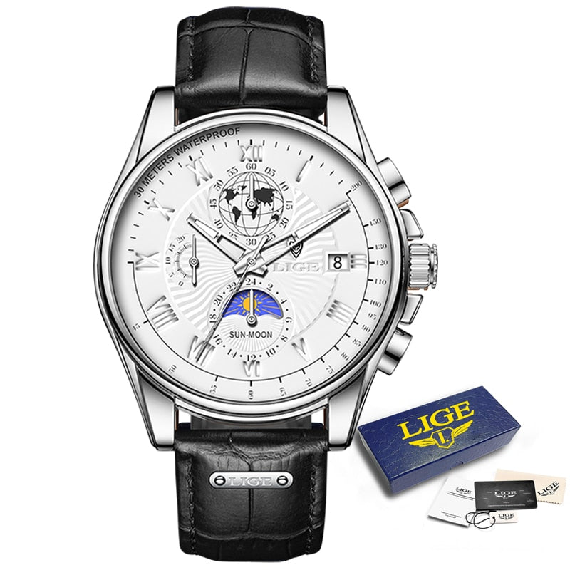 Top Brand Luxury Casual Leather Quartz Watch Business Clock Male Sport Waterproof Date Chronograph