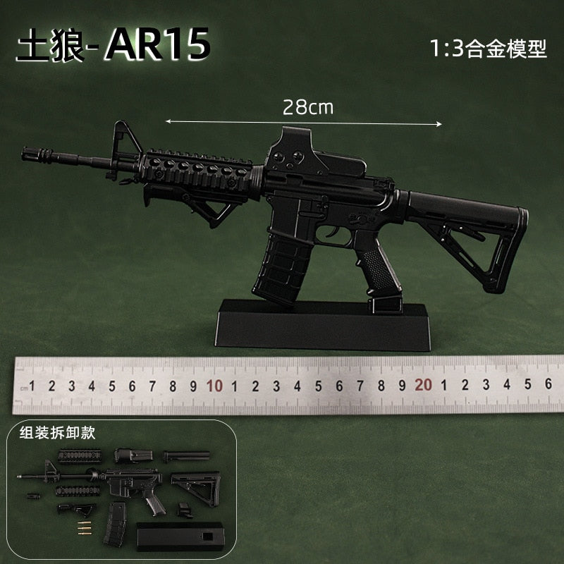 2023 1:3 Scale Glock G34 TTI Taran Tactical Alloy G17 AK47 Mini Pistol Keychain Toy Free Assembly Mini Gun Fidget Toy