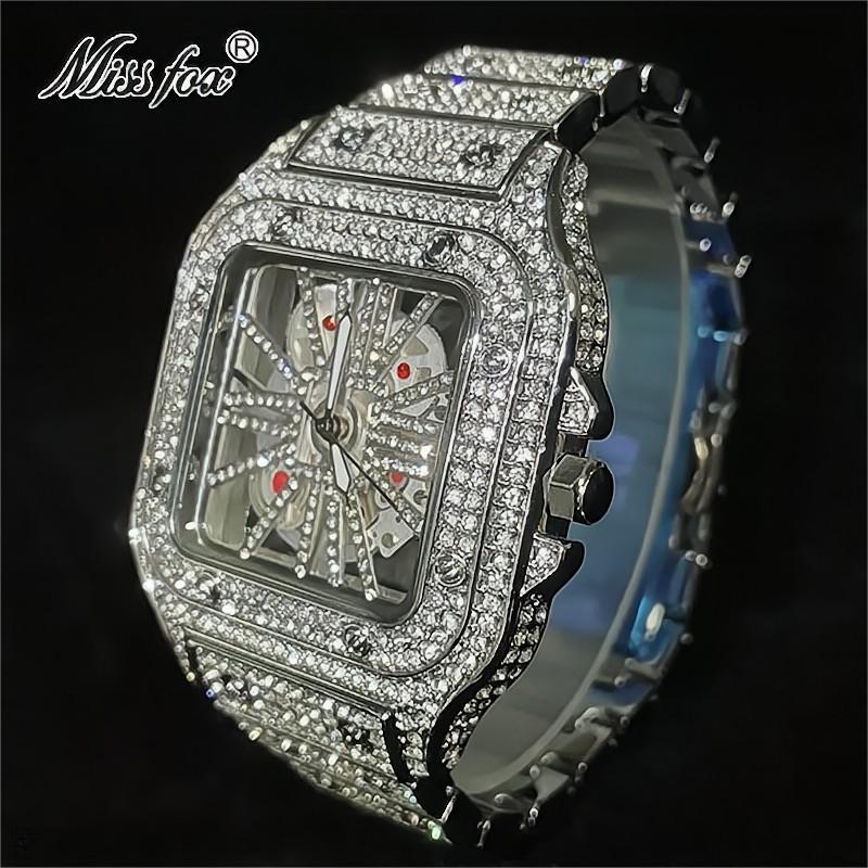 Iced Out Mens Watch Luxury Brand Waterproof Fashion Quartz Wristwatch Diamond Skeleton AAA Clocks