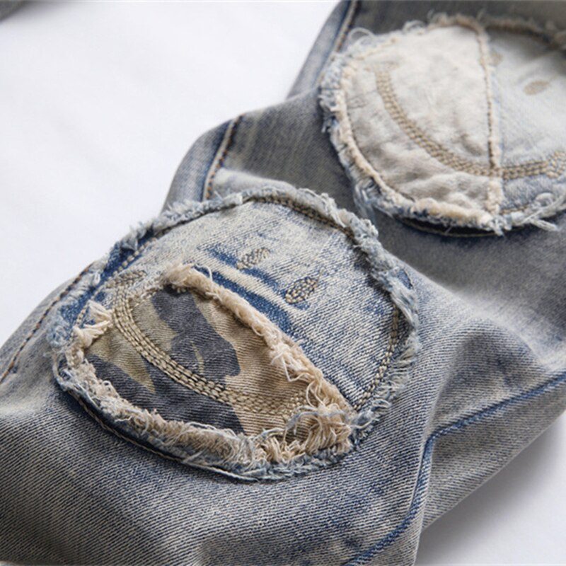 New Jeans Fashion Stick Fabric Mid-Waist Slim Slacks Hip Hop Biker