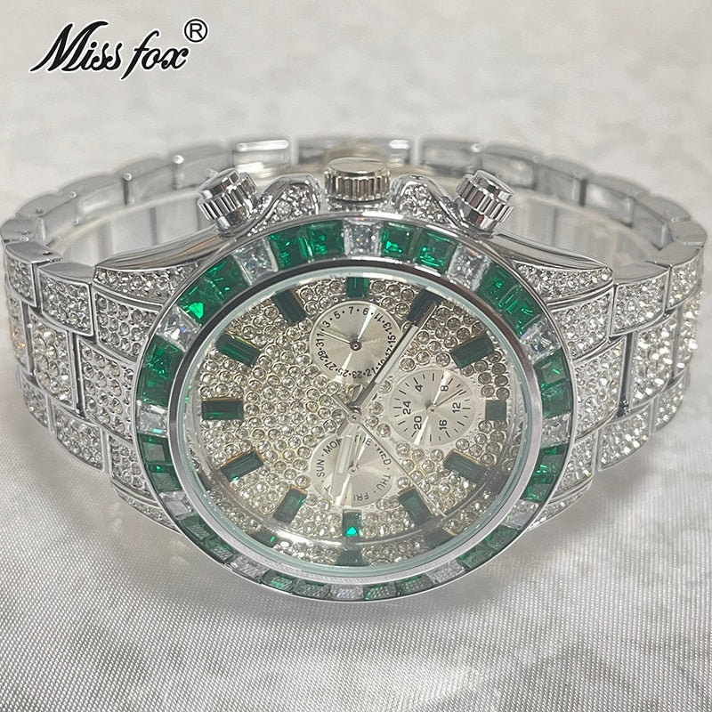 Luxury Brand Gold Watches Men Fashion Rainbow Diamond Waterproof Smart Watch Full Steel Sports Clocks