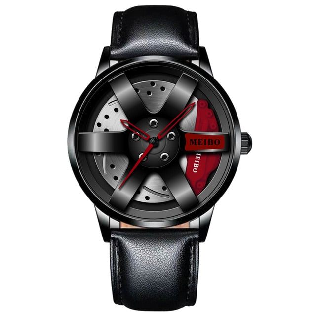 Fashion Mens Car Wheel Watches Luxury Stainless Steel Waterproof Watch for Men Quartz Wrist Watches Male Clock