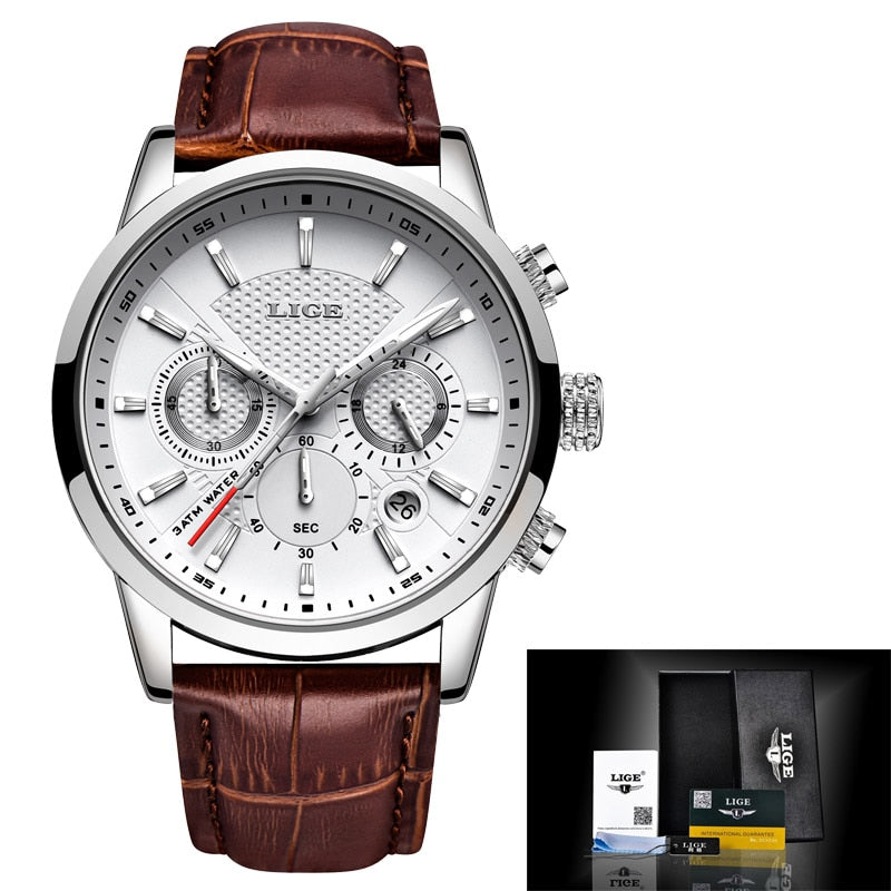 Top Brand Luxury Casual Leather Quartz Watch Business Clock Male Sport Waterproof Date Chronograph