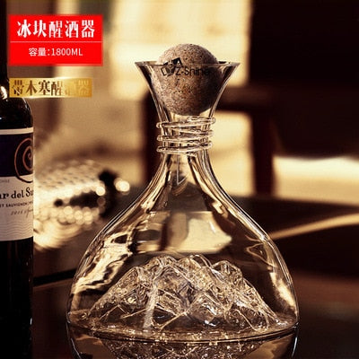 High Grade Iceberg Crystal Lead-free Glass Red Wine Decanter Fast Wine Dispenser Wine Set