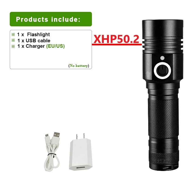 Super XHP120 Powerful Led Flashlight XHP90 High Power Torch light Rechargeable Tactical flashlight 18650