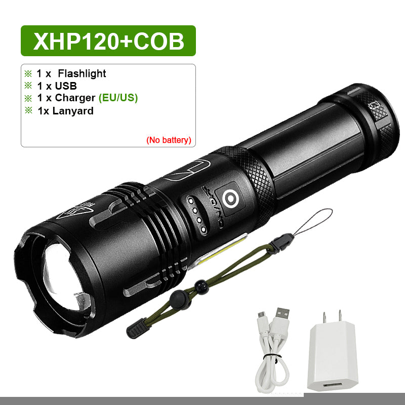 Super XHP120 Powerful Led Flashlight XHP90 High Power Torch light Rechargeable Tactical flashlight 18650