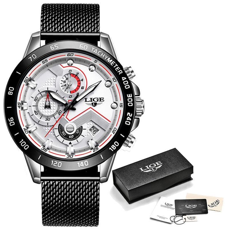 Men Fashion Blue Watch For Men Luxury Quartz Mens Watches Waterproof Sport Chronograph