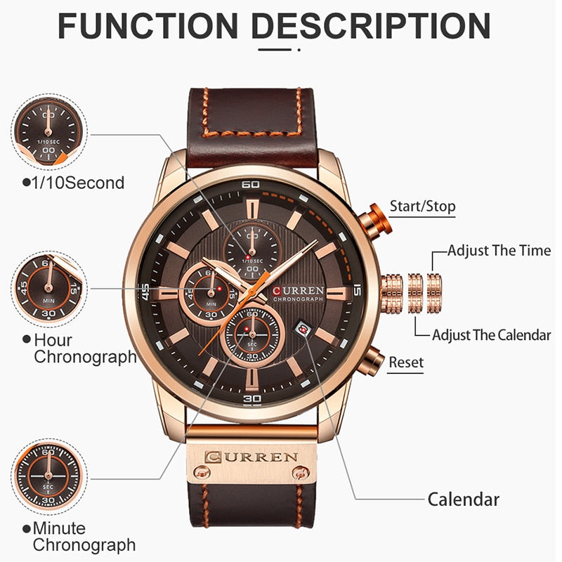 Luxury Chronograph Quartz Watch Men Sports Watches Military Army Male Wrist Watch