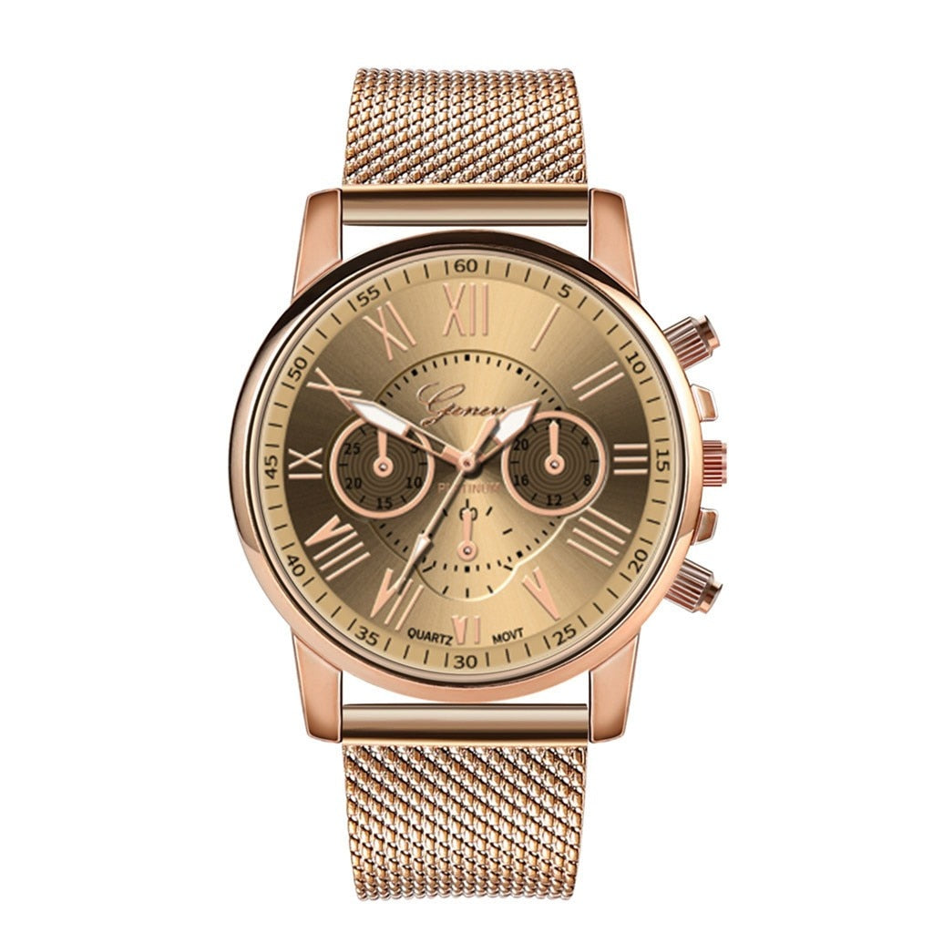 Watches Fashion Geneva Brand Roman Numeral Simple Clock