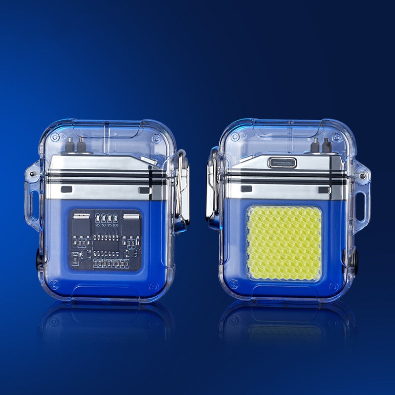 Waterproof Lighter Windproof Lighter Electric Flashlight Transparent Plasma ARC USB Rechargeable Lighters