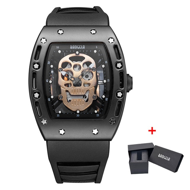 Pirate Skull Style Men Watch Military Waterproof Skeleton Wristwatch For Man Silicone Luminous Quartz Watch