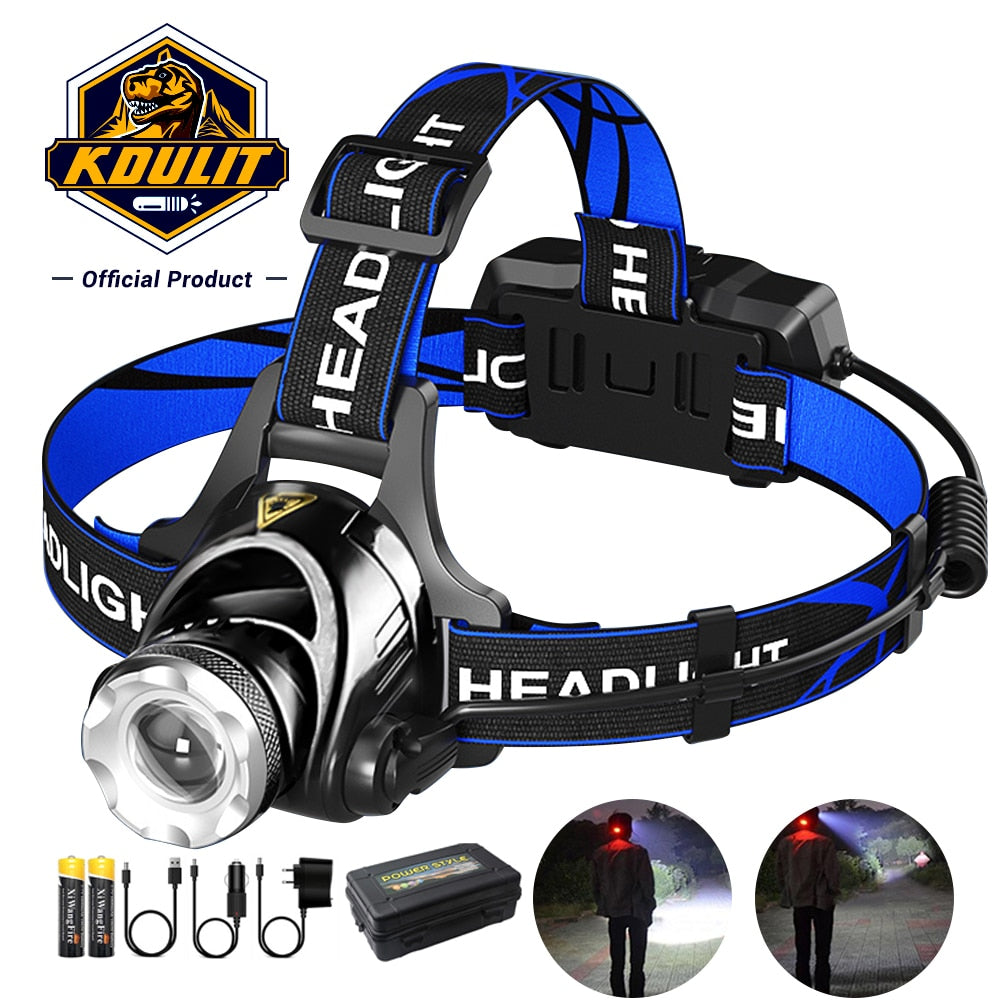 Headlights 18650 High Powerful Flashlight Lantern Headlamp Led Rechargable Torch Lamp Tourism T6 12000 lum