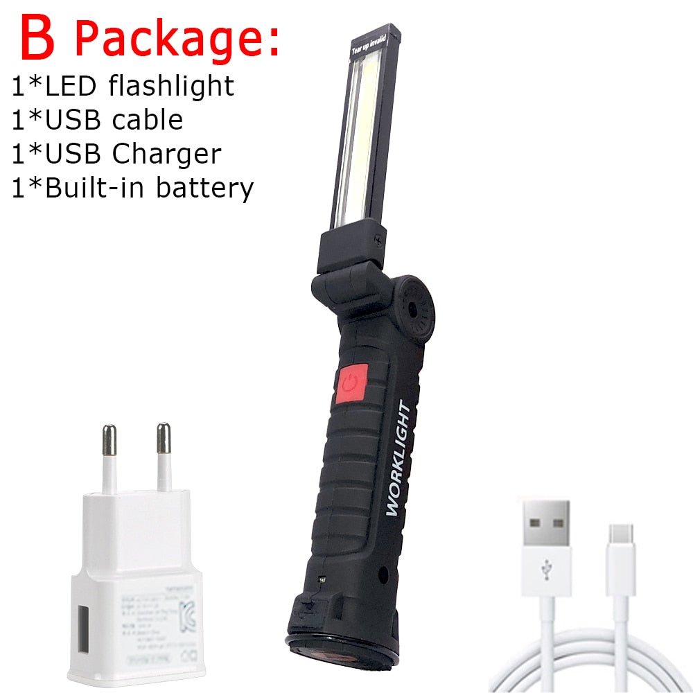 Multifunctional Folding Work Light LED Flashlight Built-in Battery Light Camping Flashlight