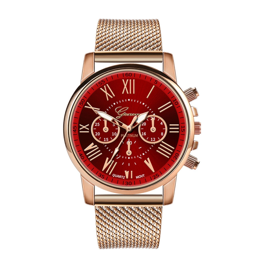 Watches Fashion Geneva Brand Roman Numeral Simple Clock