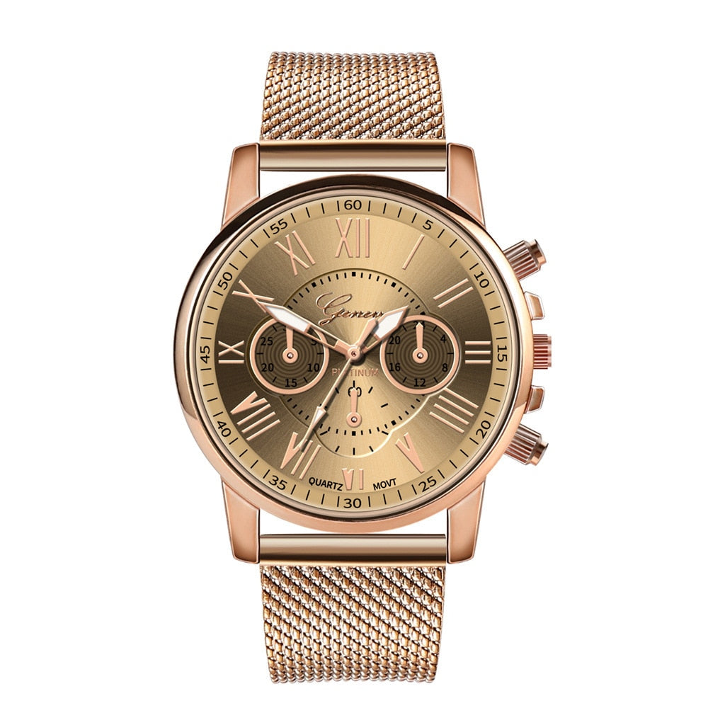 Watches Fashion Geneva Brand Roman Numeral Simple Clock