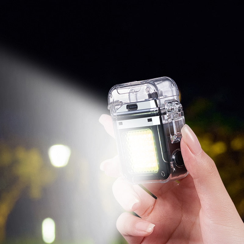 Waterproof Lighter Windproof Lighter Electric Flashlight Transparent Plasma ARC USB Rechargeable Lighters