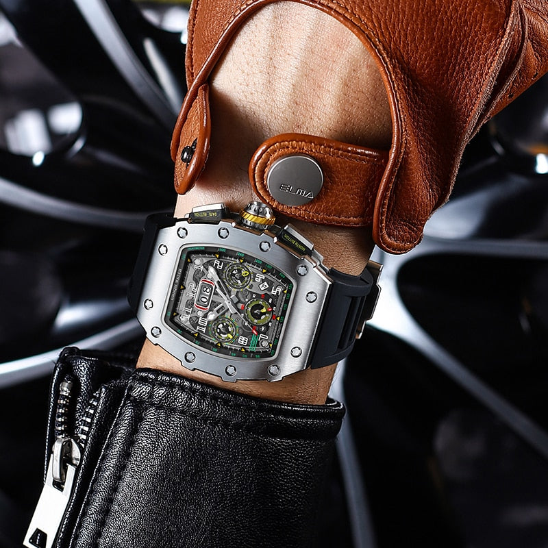 Elegant Richard Clock Luxury Mechanical Skeleton Watch Men Automatic Stainless Steel Chronograph