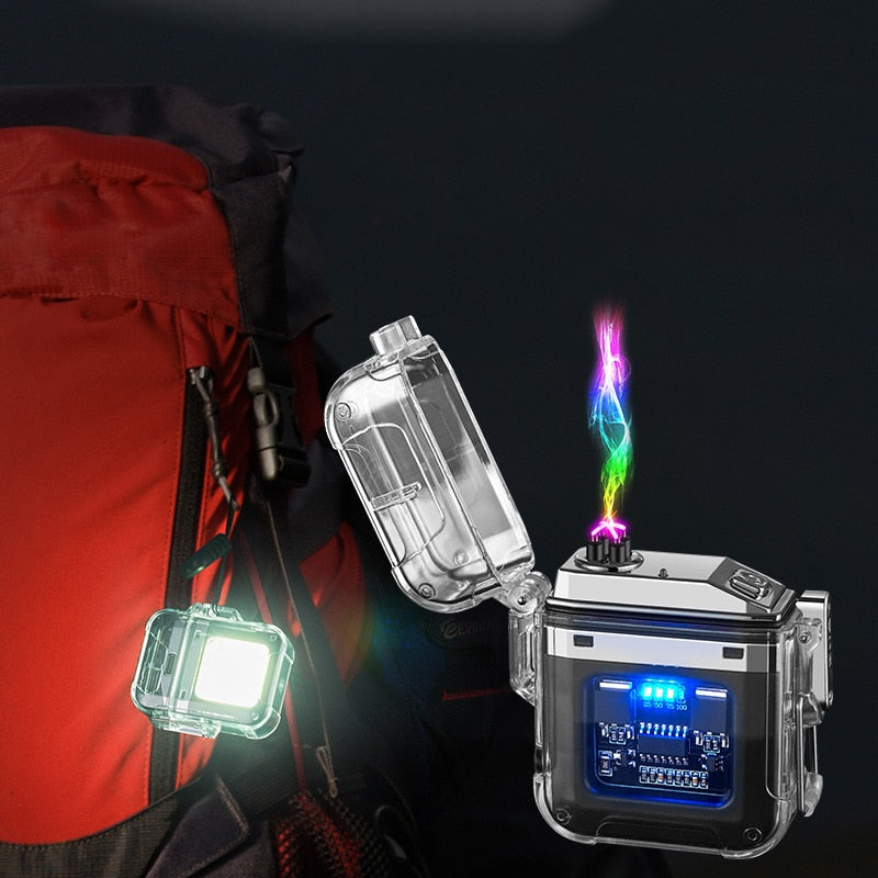 Waterproof Lighter Windproof Lighter Electric Flashlight Transparent Plasma ARC USB Rechargeable Lighters