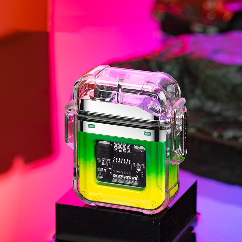 Waterproof Lighter Windproof Lighter Electric Flashlight Transparent Plasma ARC USB Rechargeable Lighters
