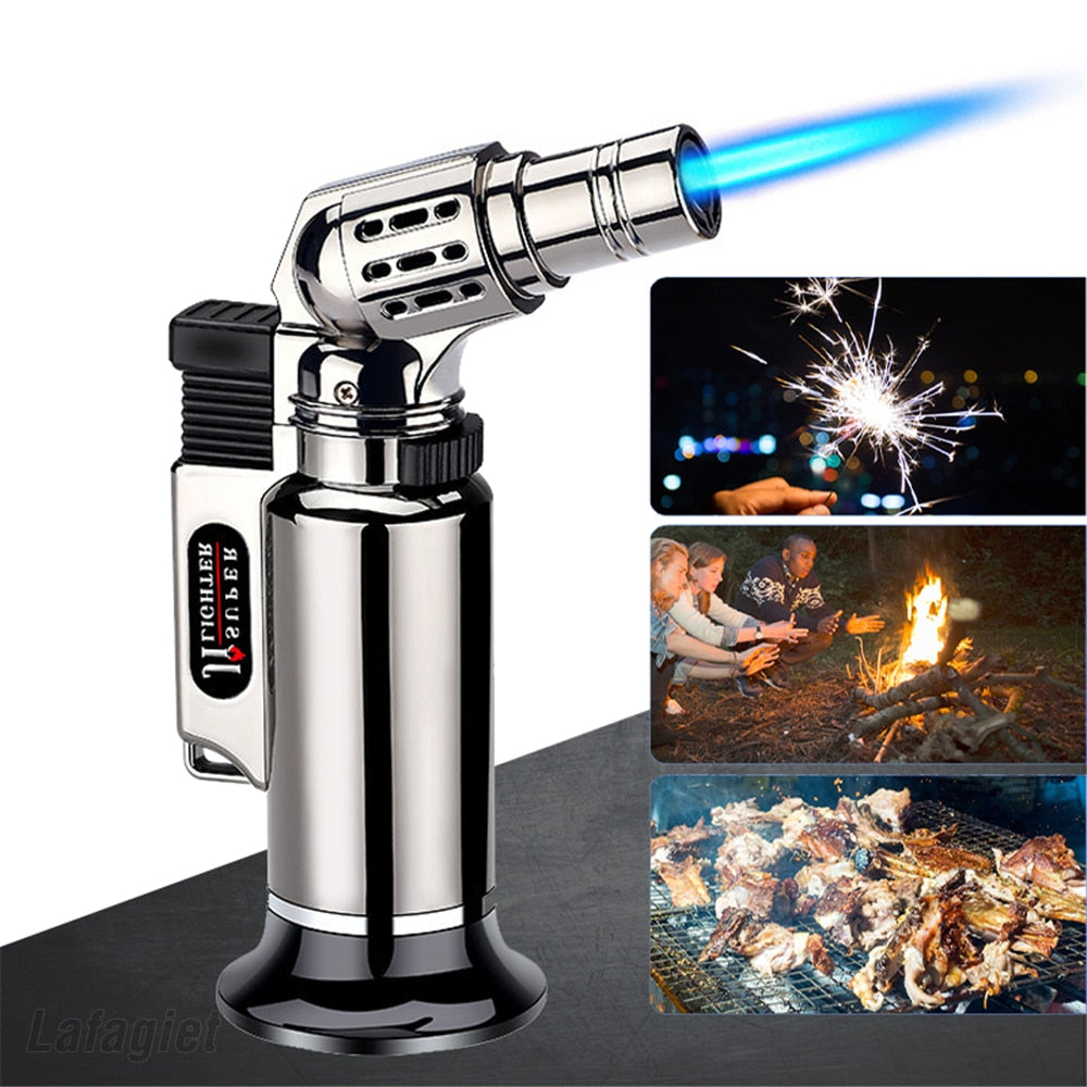 Metal Windproof Turbo Gas Lighters Welding Torch Kitchen Cooking Adjustable Flame Powerful Spray Gun Cigar Lighter