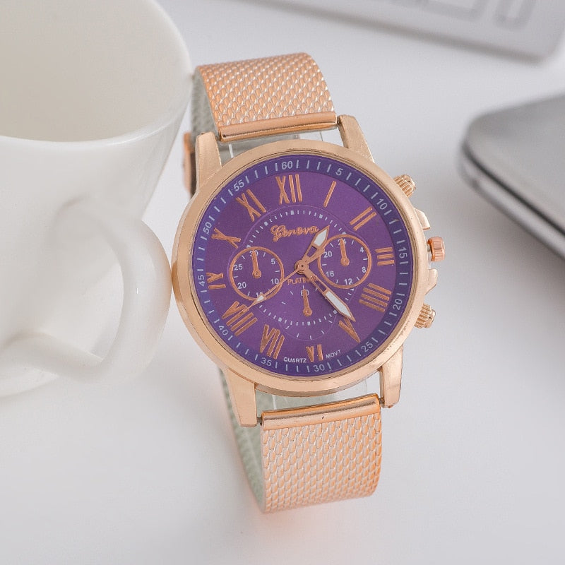 Watches Fashion Geneva Brand Roman Numeral Simple Clock