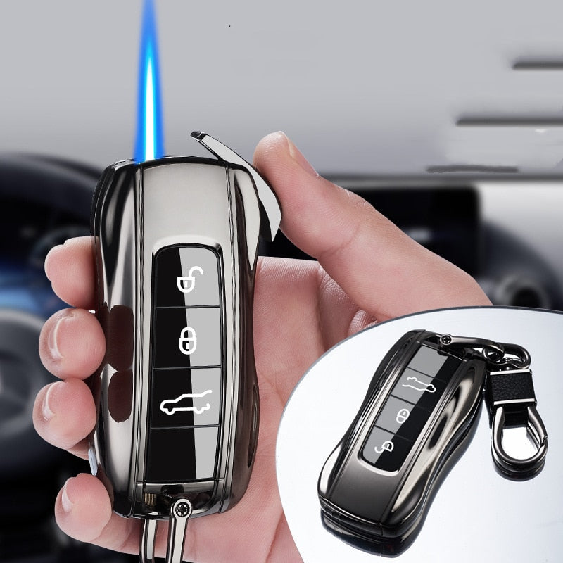 Windproof Torch Turbo Jet Lighter Butane Gas Inflated Cigar Creative Car Lighter Cigarette Metal Lighters Keychain Smoking Gift