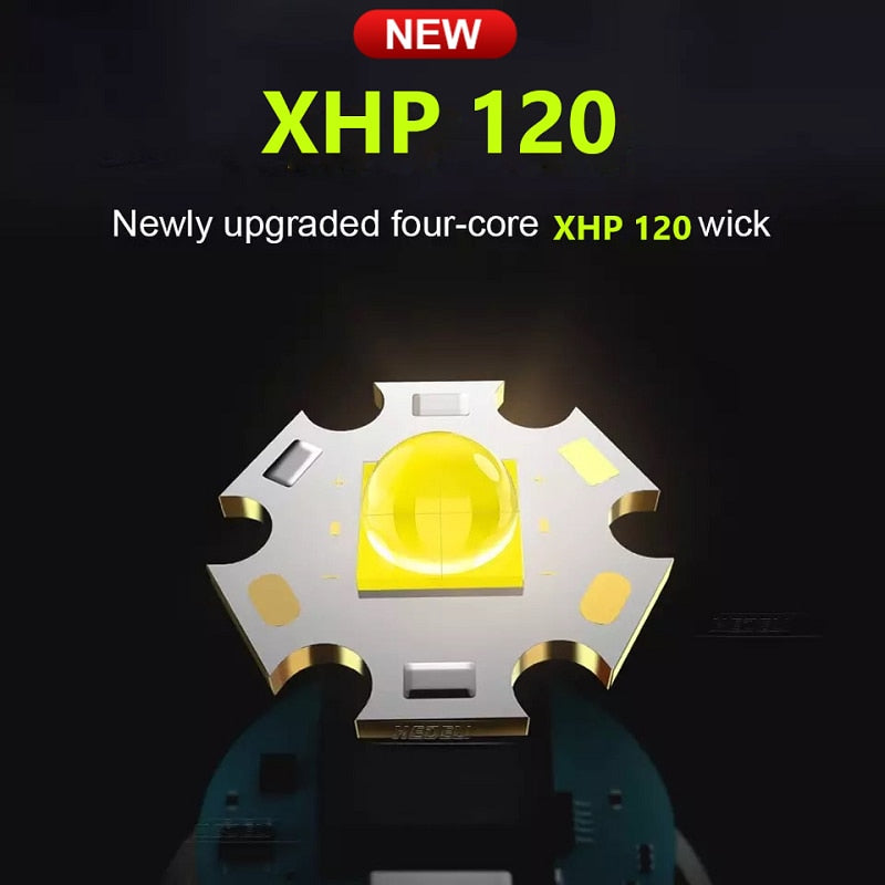 Super XHP120 Powerful Led Flashlight XHP90 High Power Torch light Rechargeable Tactical flashlight 18650