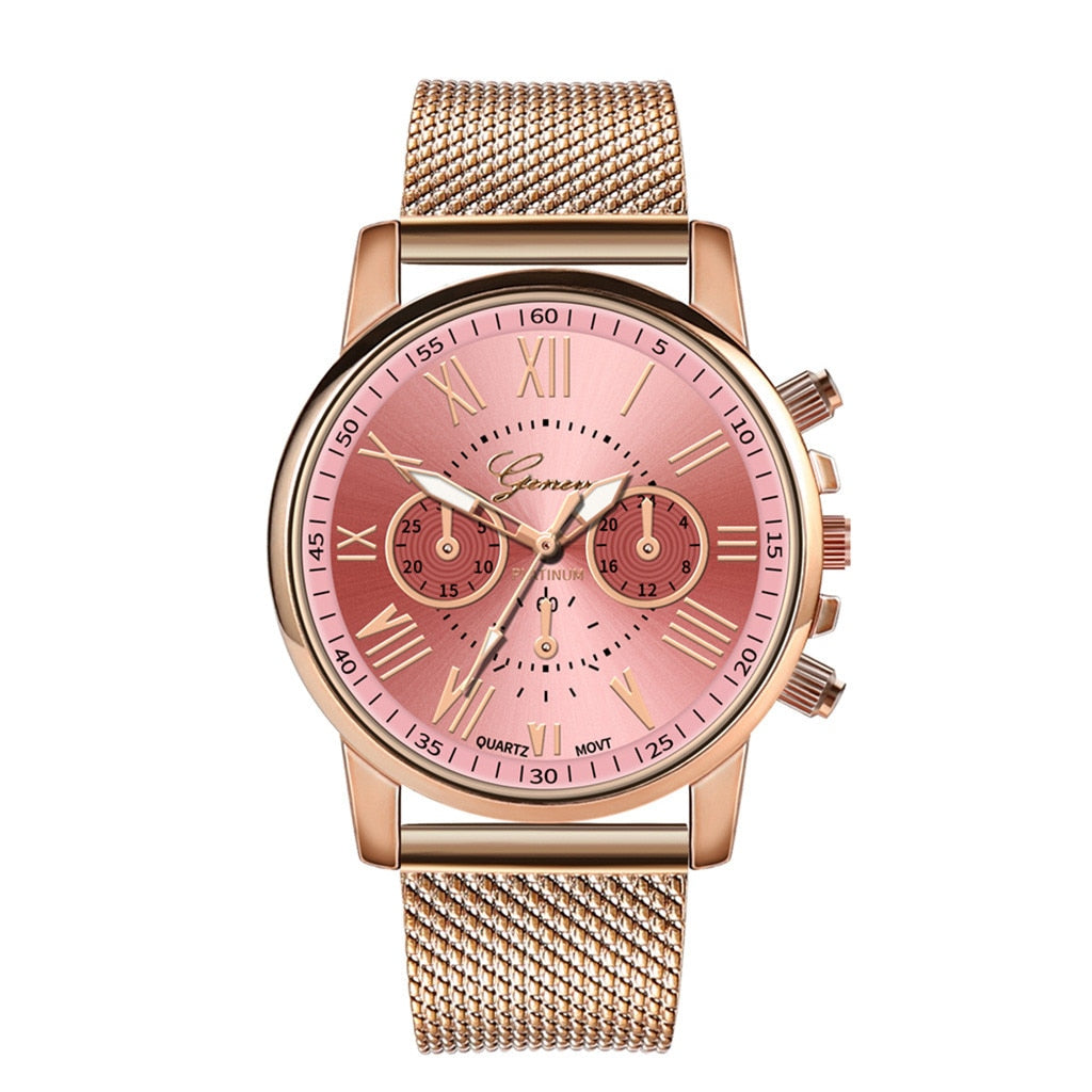 Watches Fashion Geneva Brand Roman Numeral Simple Clock