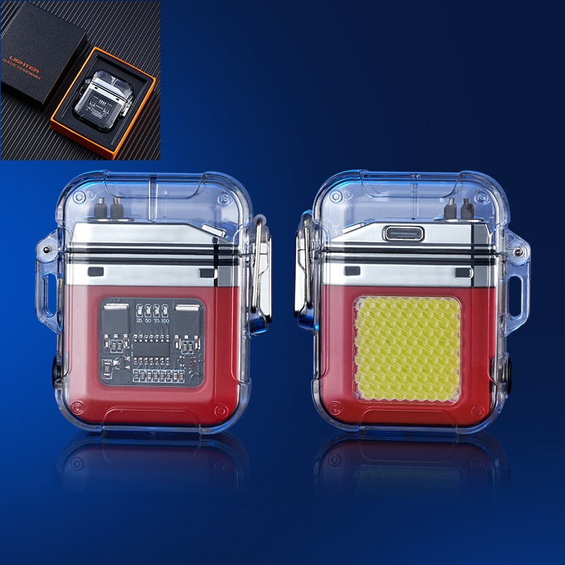 Waterproof Lighter Windproof Lighter Electric Flashlight Transparent Plasma ARC USB Rechargeable Lighters
