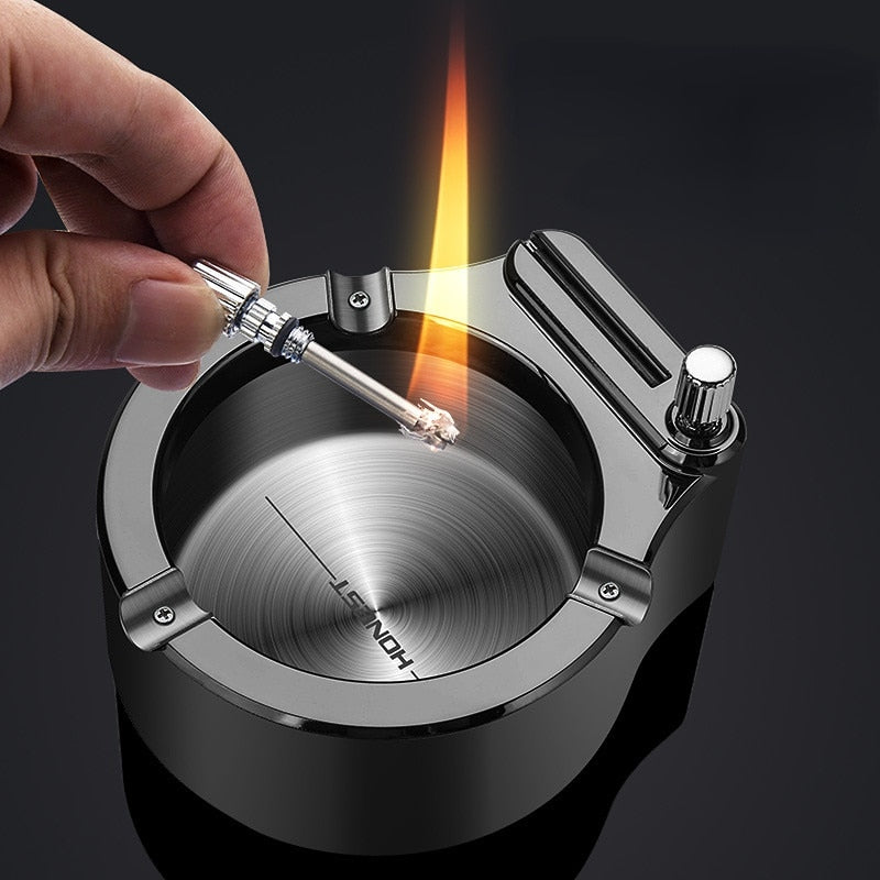 Detachable Rotatable Lid Degree Free Rotation Stainles Steel Corrosion Resistance Portable Cigarette lighter ashtray integrated