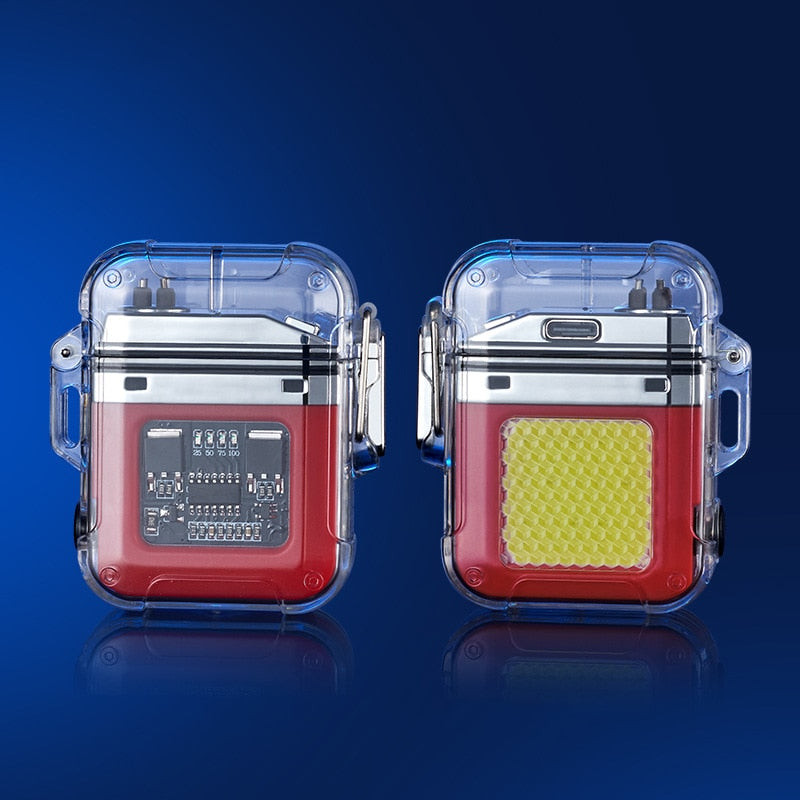 Waterproof Lighter Windproof Lighter Electric Flashlight Transparent Plasma ARC USB Rechargeable Lighters