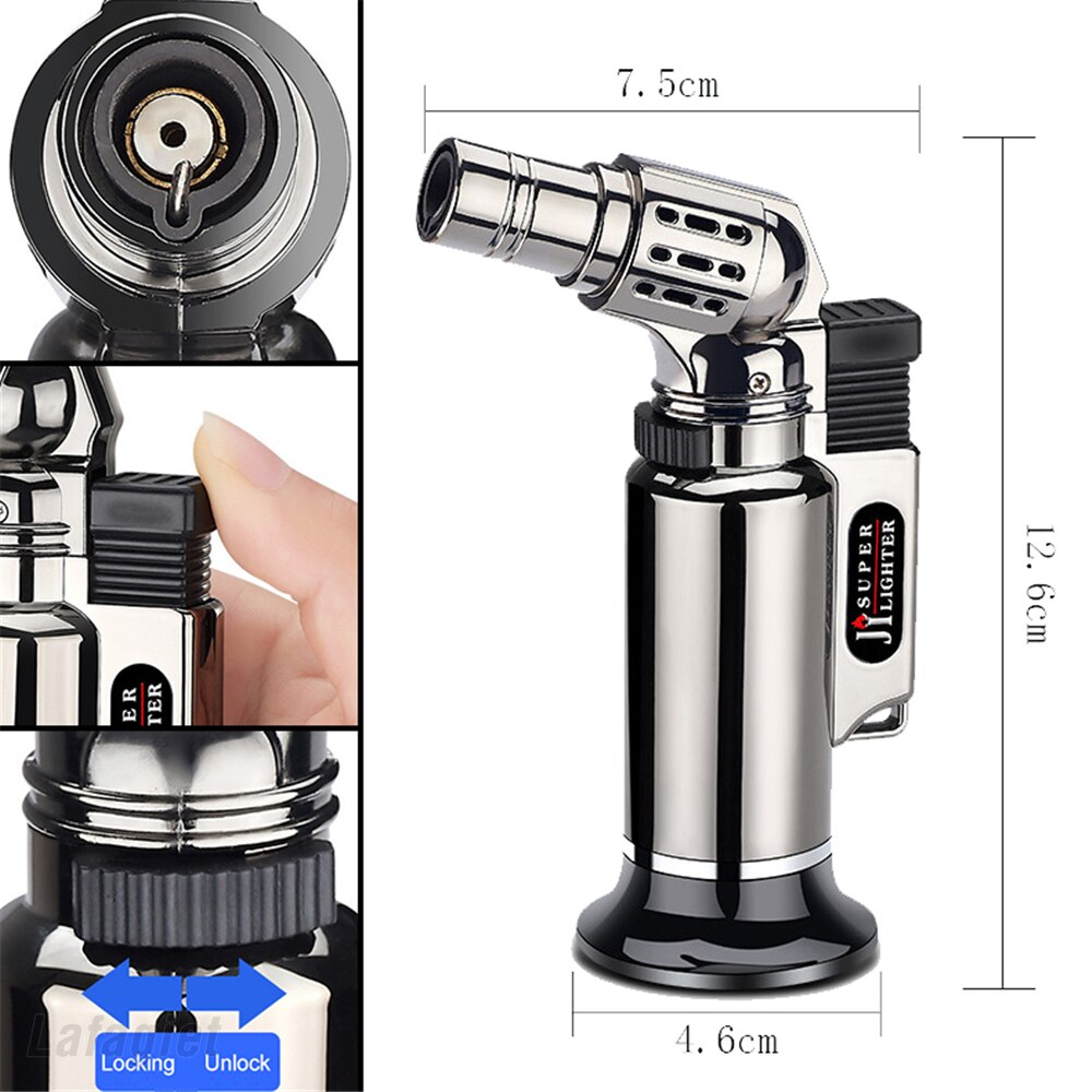 Metal Windproof Turbo Gas Lighters Welding Torch Kitchen Cooking Adjustable Flame Powerful Spray Gun Cigar Lighter