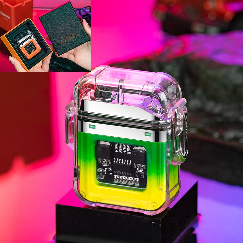 Waterproof Lighter Windproof Lighter Electric Flashlight Transparent Plasma ARC USB Rechargeable Lighters