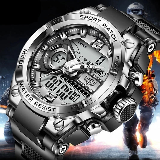 Men Military Watch Digital 50m Waterproof Wristwatch LED Quartz Clock Sport Watch