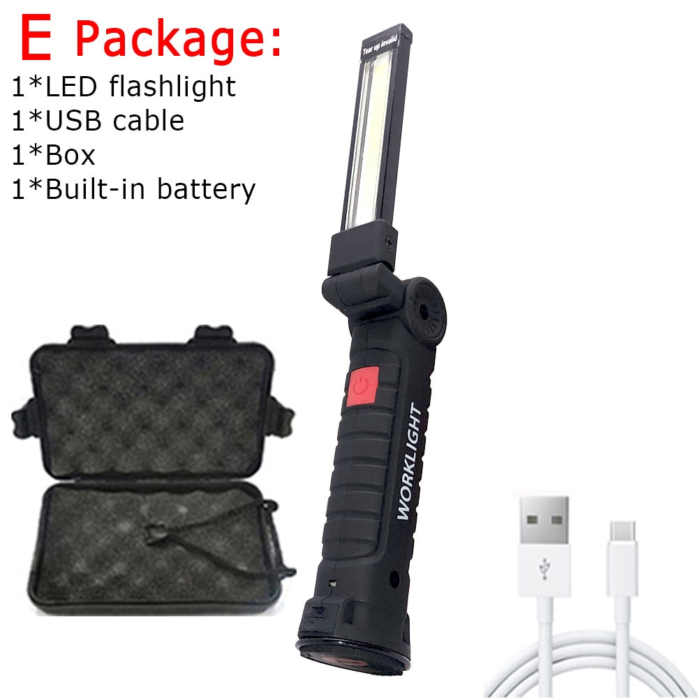 Multifunctional Folding Work Light LED Flashlight Built-in Battery Light Camping Flashlight