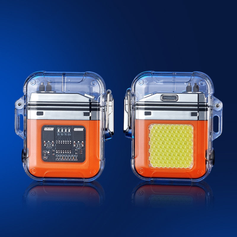 Waterproof Lighter Windproof Lighter Electric Flashlight Transparent Plasma ARC USB Rechargeable Lighters