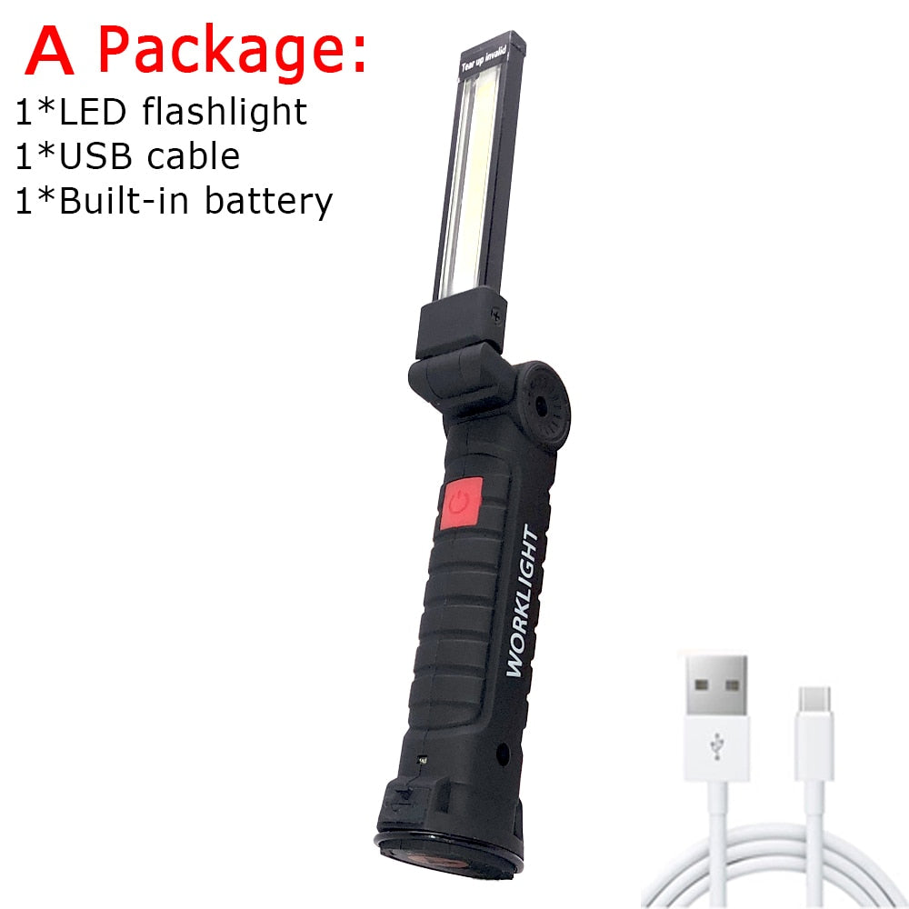 Multifunctional Folding Work Light LED Flashlight Built-in Battery Light Camping Flashlight
