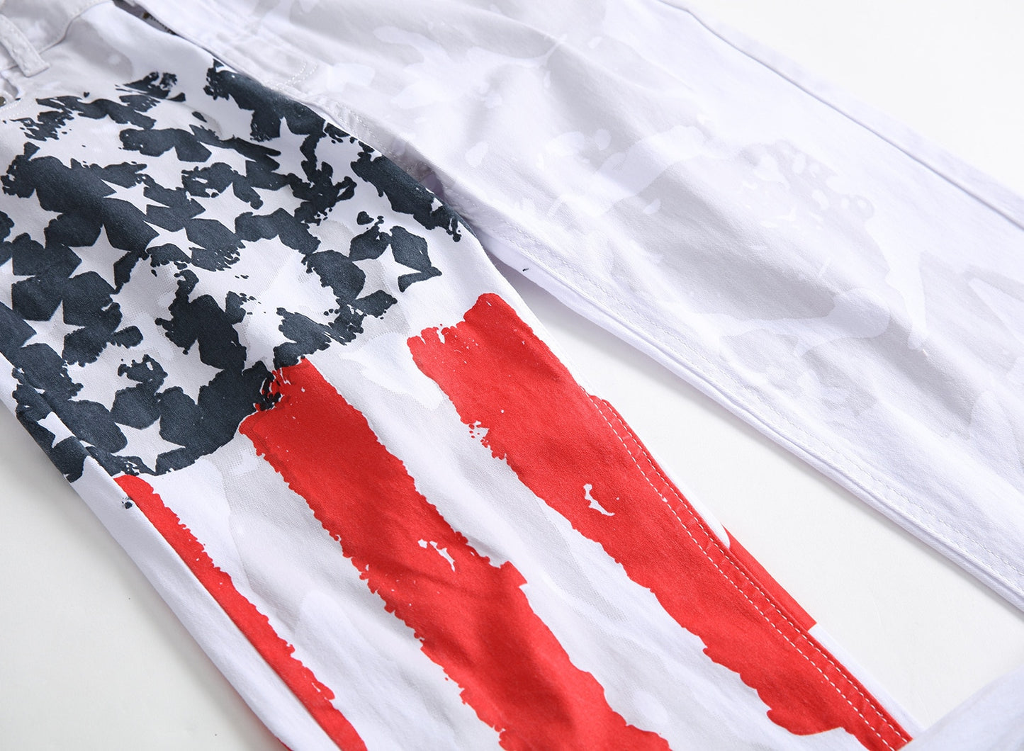 American Flag Printed Streetwear Casual Pants Fashion Straight Denim Trousers
