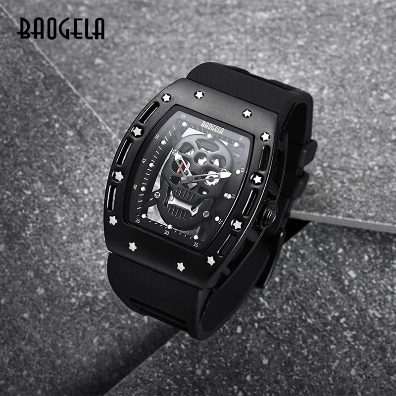 Pirate Skull Style Men Watch Military Waterproof Skeleton Wristwatch For Man Silicone Luminous Quartz Watch