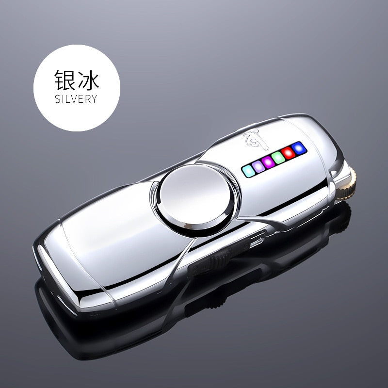 Creative With LED Light Fidget Spinner Inflatable Windproof Lighter Smoking Accessories For Men Smoking Accessories