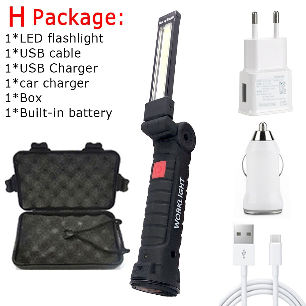Multifunctional Folding Work Light LED Flashlight Built-in Battery Light Camping Flashlight
