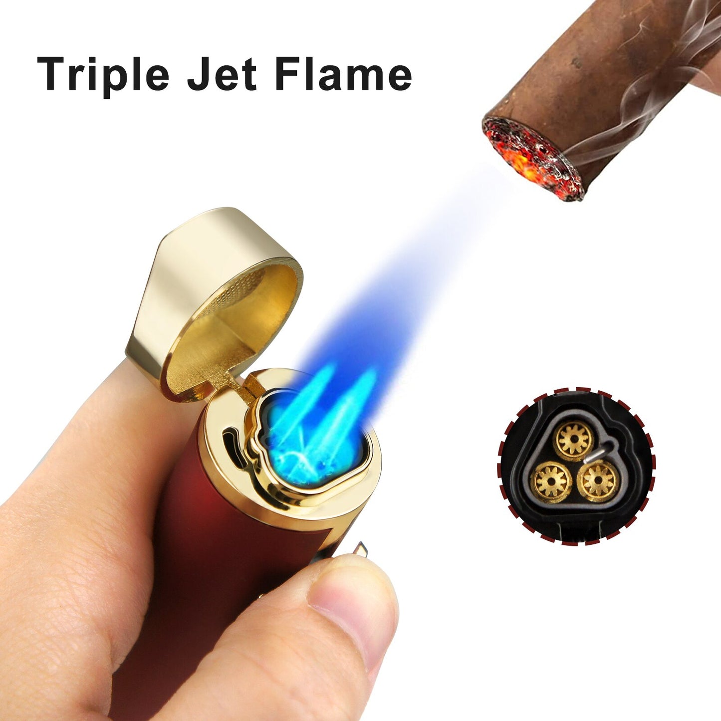 Cigar Lighter Windproof Mini Pocket 3 Jet Torch Blue Flame Butane Gas Torch Cigarette Lighters
