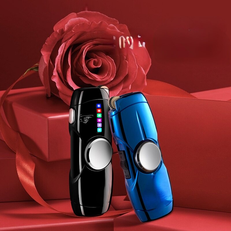 Creative With LED Light Fidget Spinner Inflatable Windproof Lighter Smoking Accessories For Men Smoking Accessories